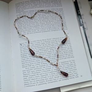 Chic Beaded Necklace with Brown and Gold Accents